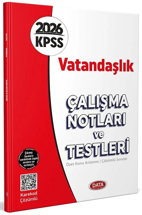 Data 2026 KPSS Vatandaşlık Çalışma Notları ve Testleri Çözümlü Data Yayınları