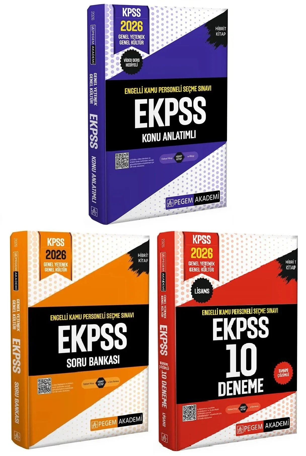 Pegem Yayınları 2026 EKPSS Konu + Soru Bankası + 10 Deneme 3 lü Set