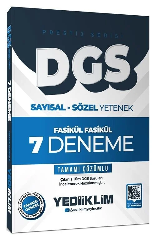 Yediiklim 2026 DGS Prestij 7 Deneme Fasikül Çözümlü Yediiklim Yayınları