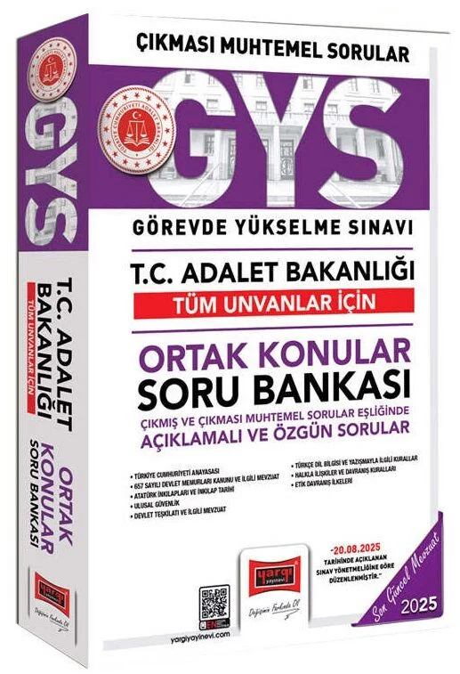 Yargı 2025 GYS Adalet Bakanlığı Tüm Ünvanlar İçin Ortak Konular Soru Bankası Görevde Yükselme Yargı Yayınları