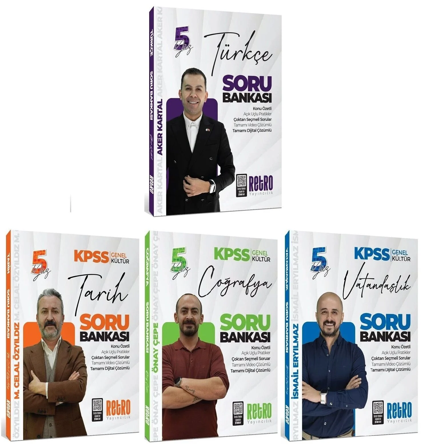 Retro 2026 KPSS Türkçe+Tarih+Coğrafya+Vatandaşlık Kültür 5Yüz Soru Bankası 4 lü Set Retro Yayıncılık