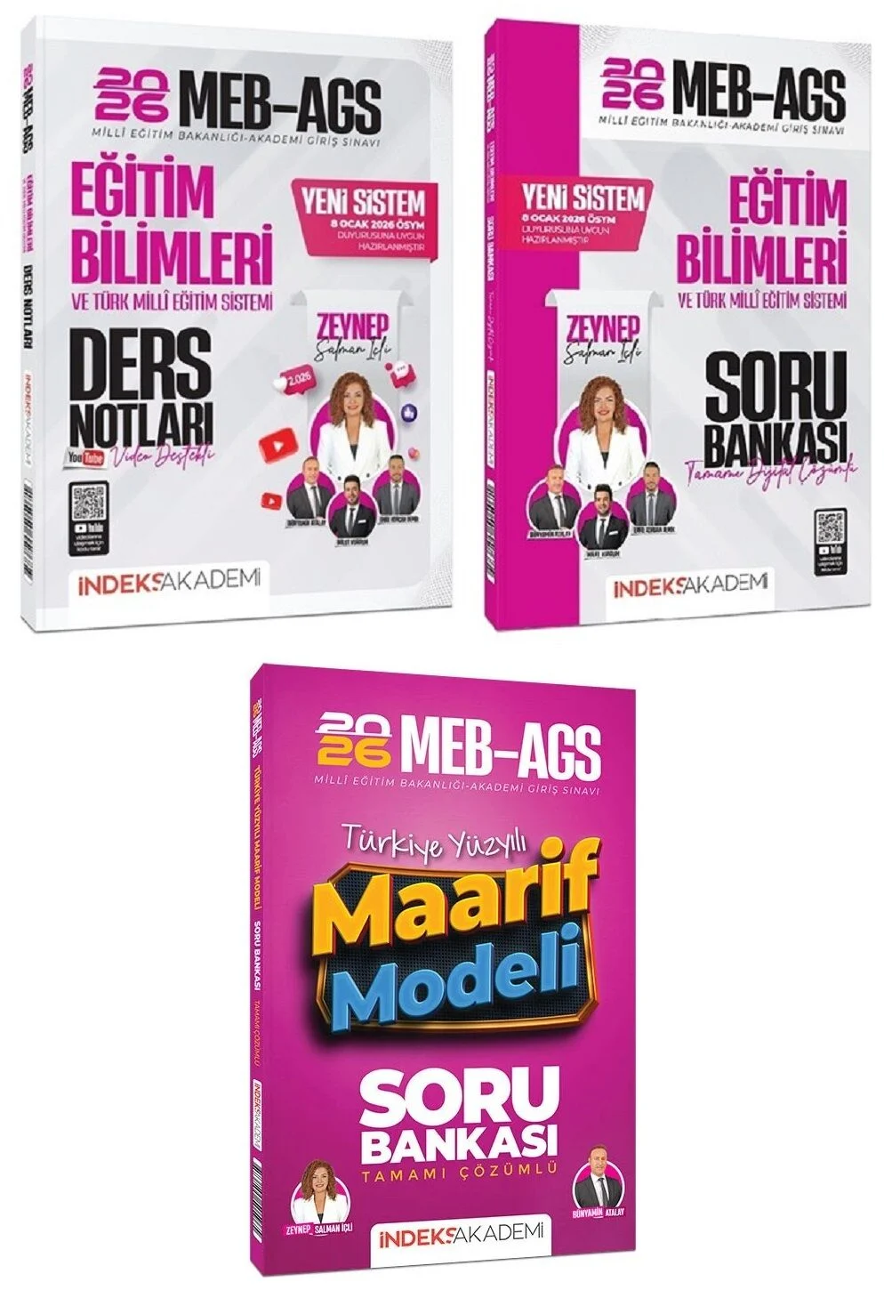 İndeks Akademi 2026 MEB-AGS Eğitim Bilimleri Video Ders Notları + Maarif Modeli Soru Bankası 3 lü Set - Zeynep Salman İçli İndeks Akademi Yayıncılık
