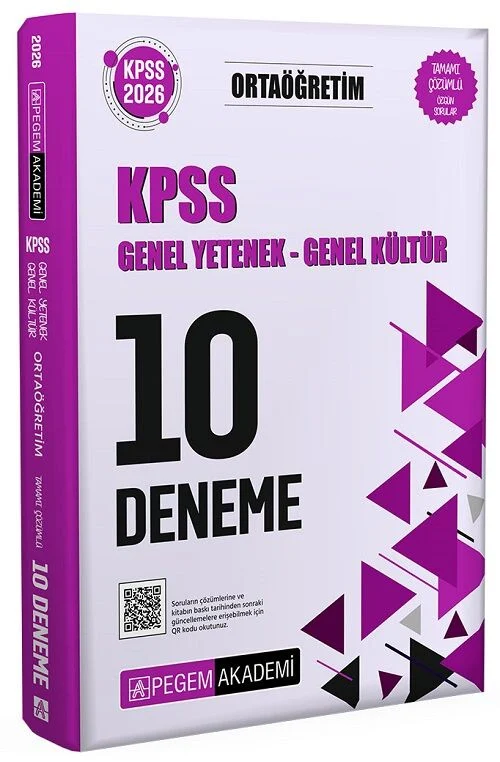 Pegem 2026 KPSS Genel Yetenek Genel Kültür Ortaöğretim Tamamı Çözümlü 10 Deneme Pegem Akademi Yayınları