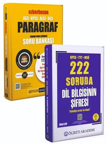 Pegem + Öğreti 2026 KPSS MEB-AGS ALES DGS Paragraf Ezberbozan + Dil Bilgisi Soru Bankası 2 li Set Pegem + Öğreti Akademi Yayınları