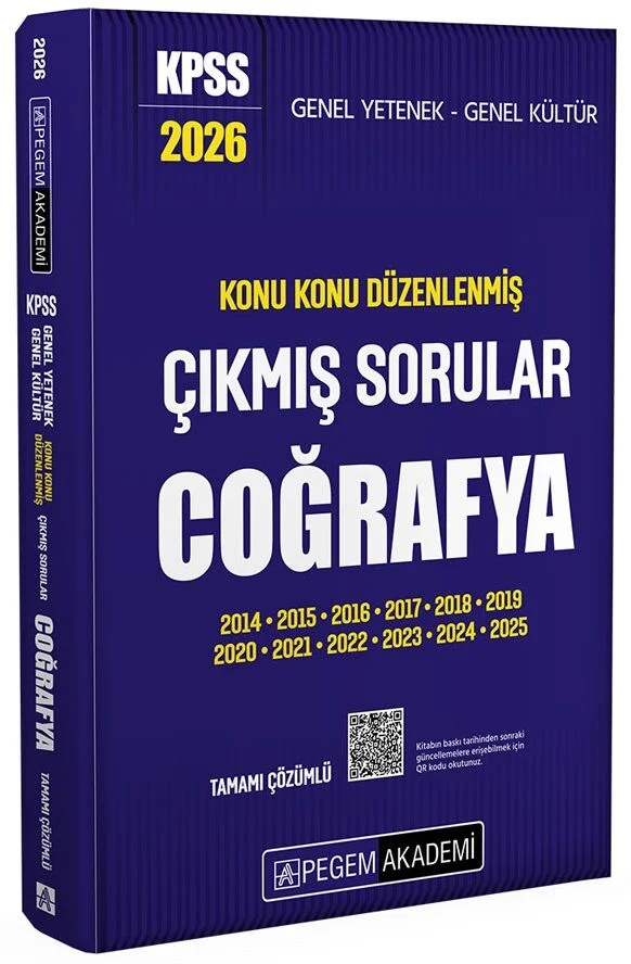 Pegem 2026 KPSS Coğrafya Çıkmış Sorular Son 12 Yıl Konu Konu Çözümlü Pegem Akademi Yayınları