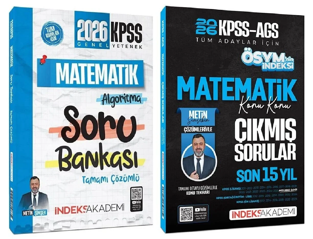 İndeks Akademi 2026 KPSS Matematik Soru Bankası + Çıkmış Sorular 2 li Set - Metin Şimşek İndeks Akademi Yayıncılık