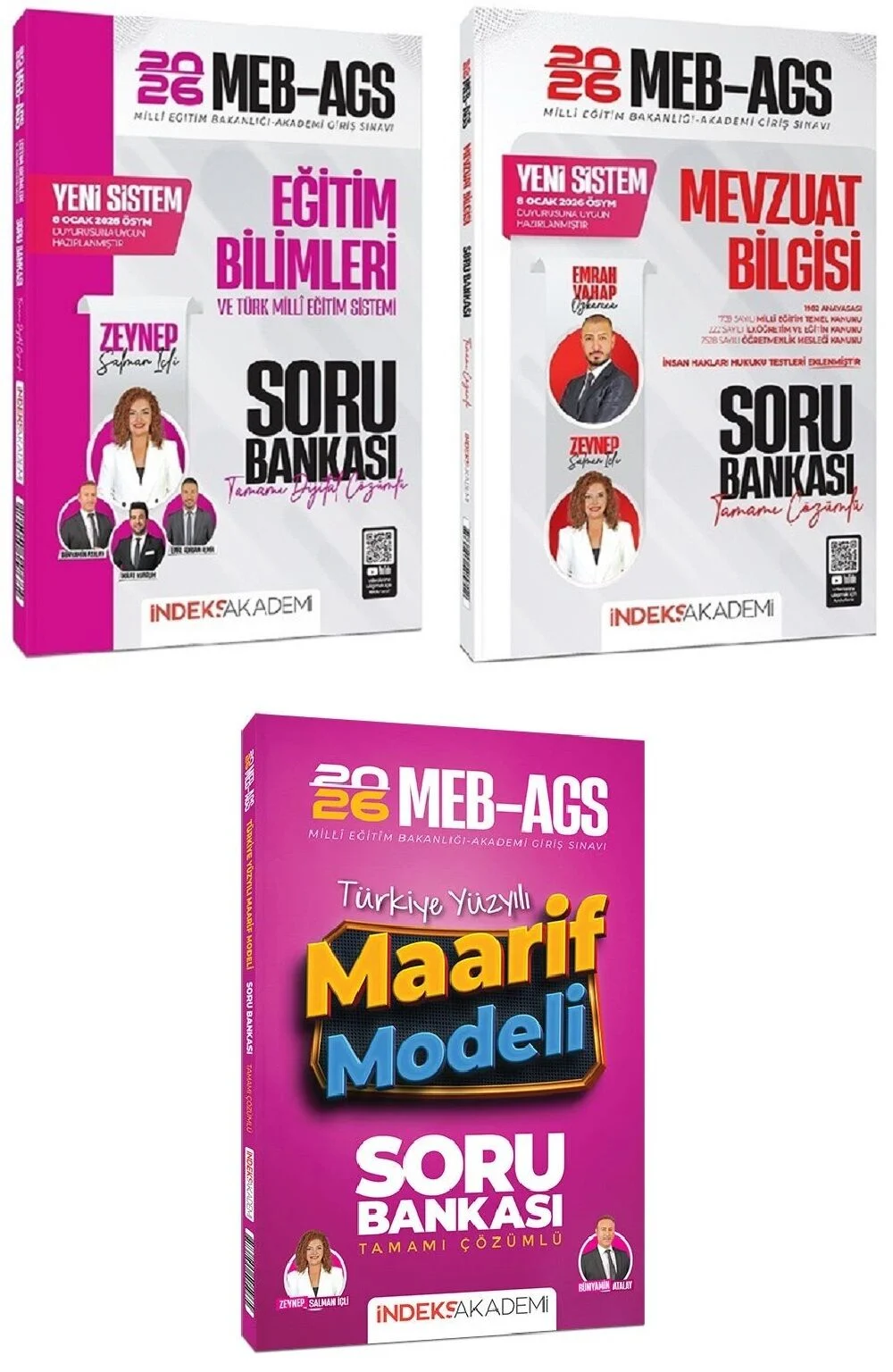 İndeks Akademi 2026 MEB-AGS Eğitim Bilimleri + Mevzuat Bilgisi + Maarif Modeli Soru Bankası 3 lü Set - Zeynep Salman İçli, Emrah Vahap Özkaraca İndeks Akademi Yayıncılık