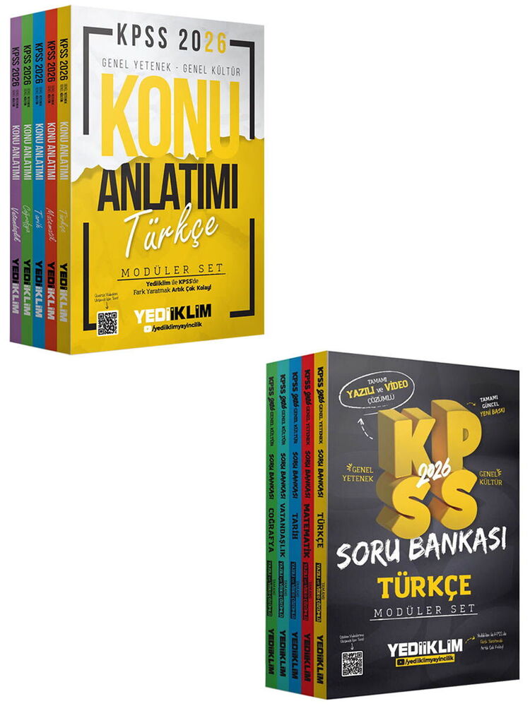 Yediiklim 2026 KPSS Genel Yetenek Genel Kültür Konu Anlatımı + Soru Bankası Modüler 2 li Set Yediiklim Yayınları