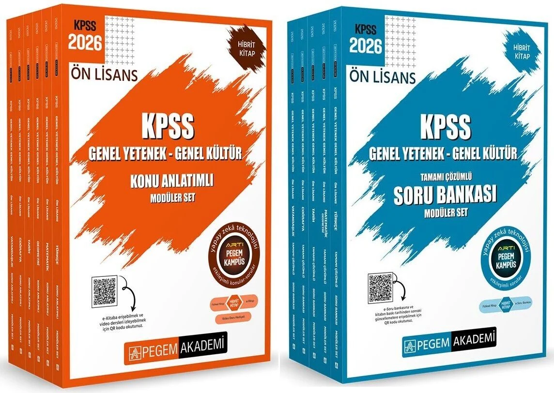 Pegem Akademi Yayınları 2026 KPSS Ön Lisans Konu + Soru Bankası Modüler 2 li Set