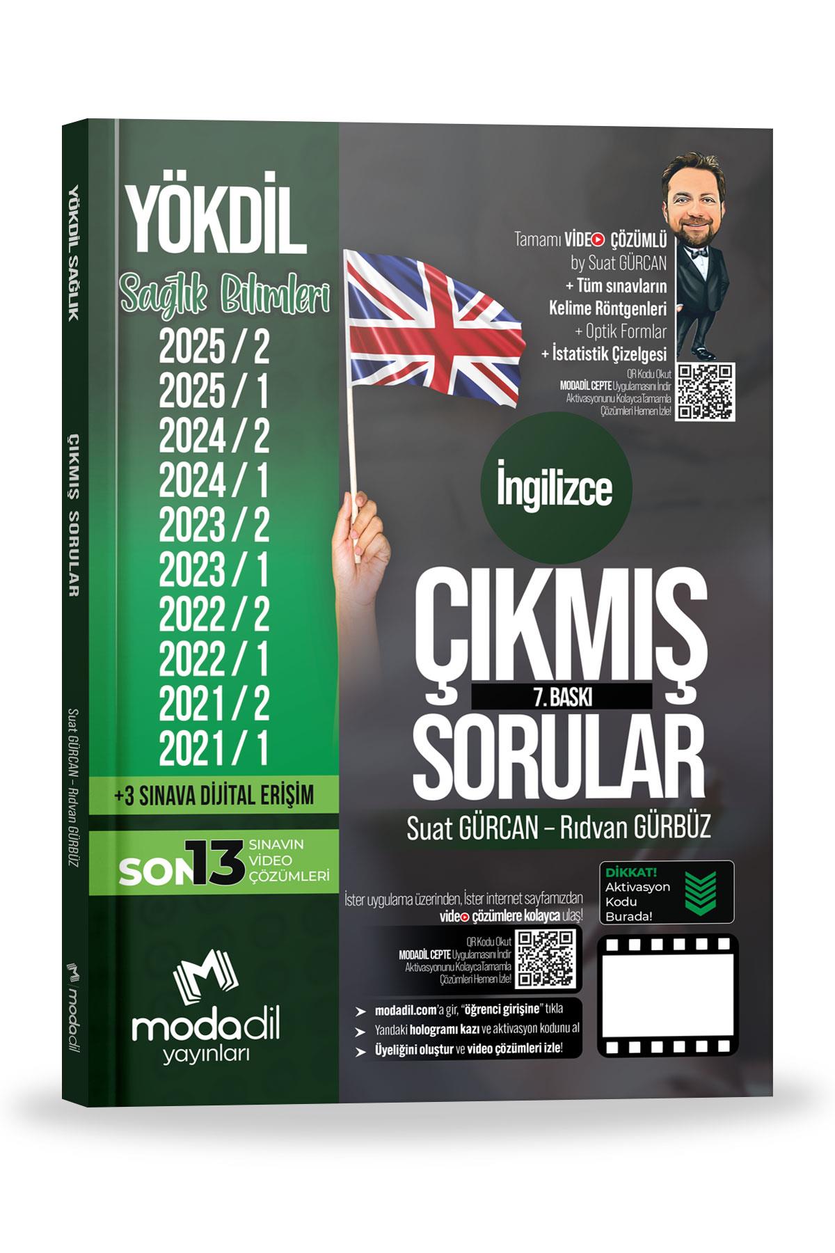 Modadil Yayınları YÖKDİL Sağlık Bilimleri Çıkmış Sorular Tamamı Video Çözümlü Suat Gürcan, Rıdvan Gürbüz