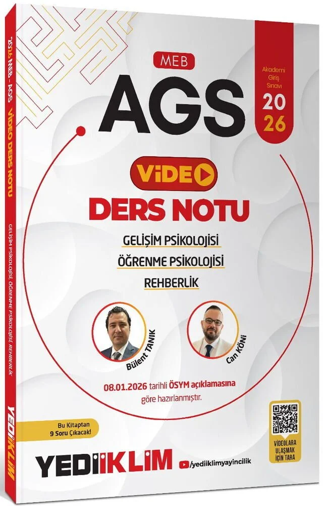 Yediiklim 2026 MEB-AGS Eğitim Bilimleri Gelişim, Öğrenme Psikolojisi ve Rehberlik Video Ders Notu - Bülent Tanık, Can Köni Yediiklim Yayınları