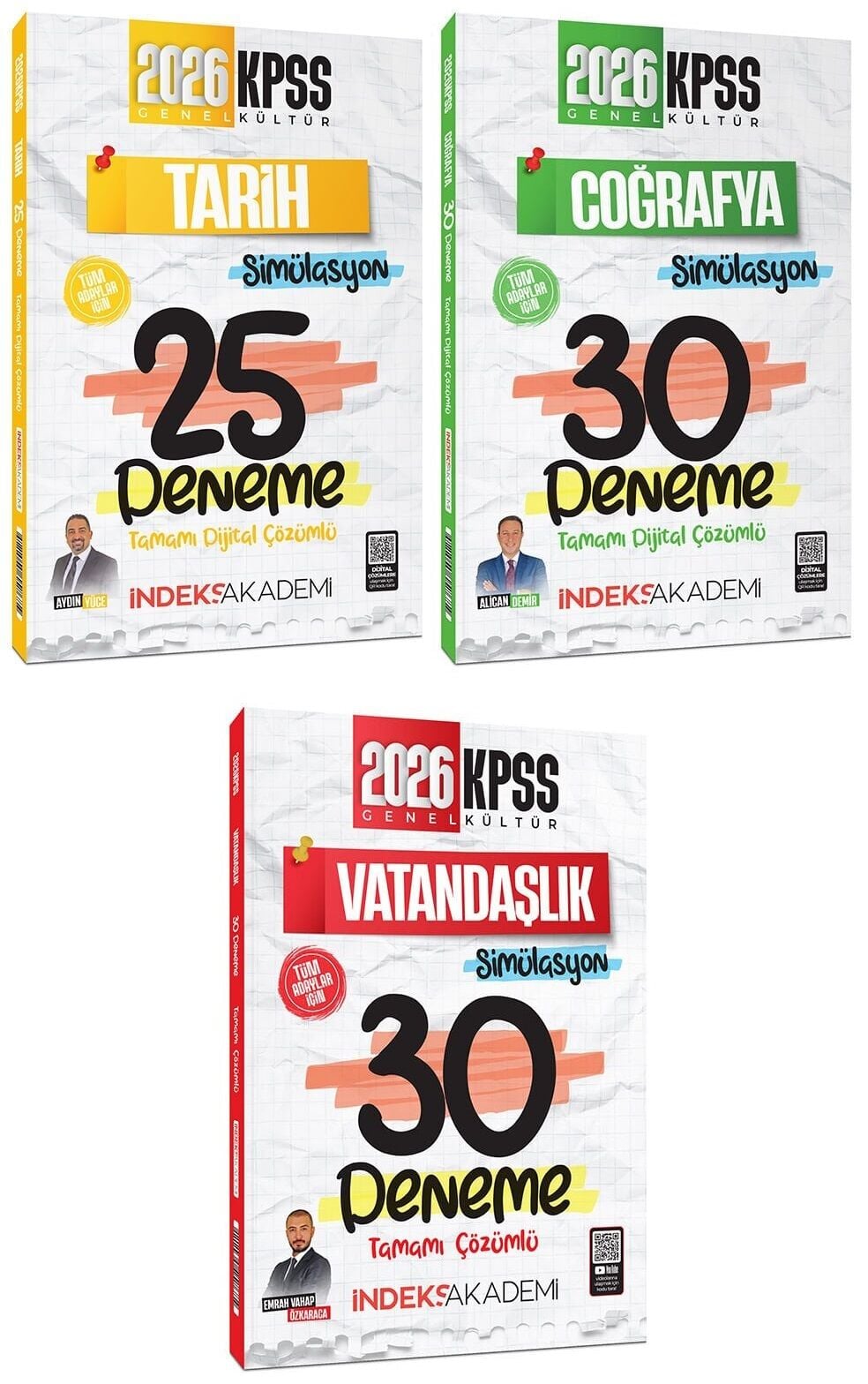 İndeks Akademi 2026 KPSS Tarih+Coğrafya+Vatandaşlık Simülasyon 85 Deneme 3 lü Set