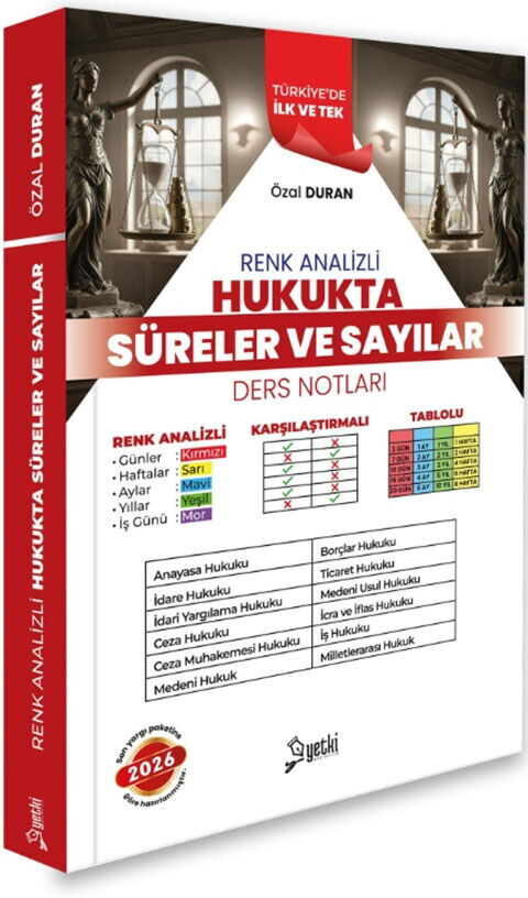 Yetki 2026 HMGS Hakimlik Hukukta Süreler Sayılar Renk Analizli Ders Notları - Özal Duran Yetki Yayıncılık