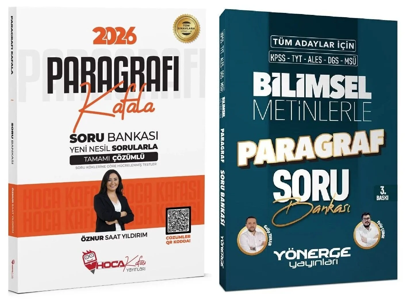 Hoca Kafası + Yönerge 2026 KPSS TYT ALES DGS Kafala + Bilimsel Metinlerle Paragraf Soru Bankası 2 li Set - Öznur Saat Yıldırım Hoca Kafası + Yönerge Yayınları