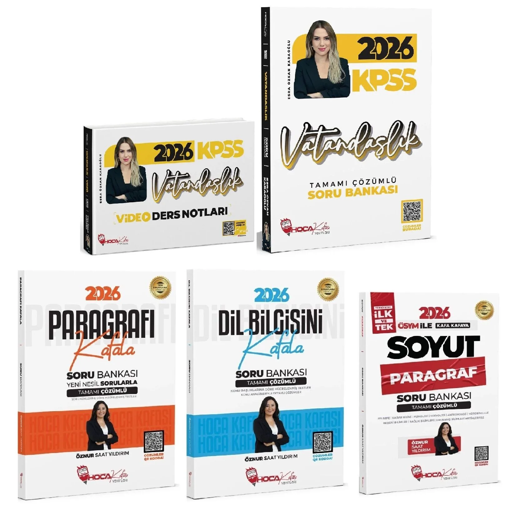 Hoca Kafası 2026 KPSS Vatandaşlık + Paragraf + Dil Bilgisi Video Ders Notları + Soru Bankası 5 li Set - Esra Özkan Karaoğlu, Öznur Saat Yıldırım Hoca Kafası Yayınları