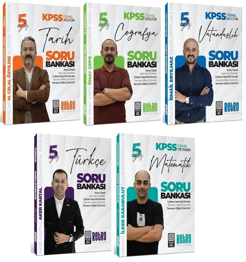 Retro Yayıncılık 2026 KPSS Genel Yetenek Genel Kültür 5Yüz Soru Bankası 5'li Set