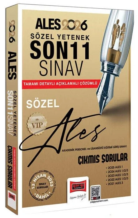 Yargı Yayınları 2026 ALES VIP Sözel Yetenek Çıkmış Sorular Son 11 Sınav Çözümlü