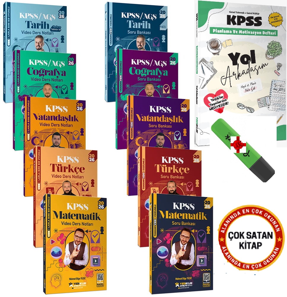 Yediiklim Yayınları 2026 KPSS Atölye Serisi GY-GK Video Ders Notları ve Soru Bankası Full Set 10 Kitap+Fosforlu Kalem Ve Yol Hediyeli)