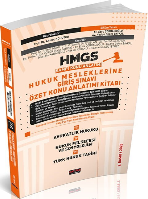 Savaş Yayınları 2025 HMGS Özet Konu Anlatımı Avukatlık Hukuku Hukuk Felsefesi ve Sosyolojisi Türk Hukuk Tarihi Ebru Çorbacıoğlu, Hediye Gökçe Baykal Savaş Yayınevi