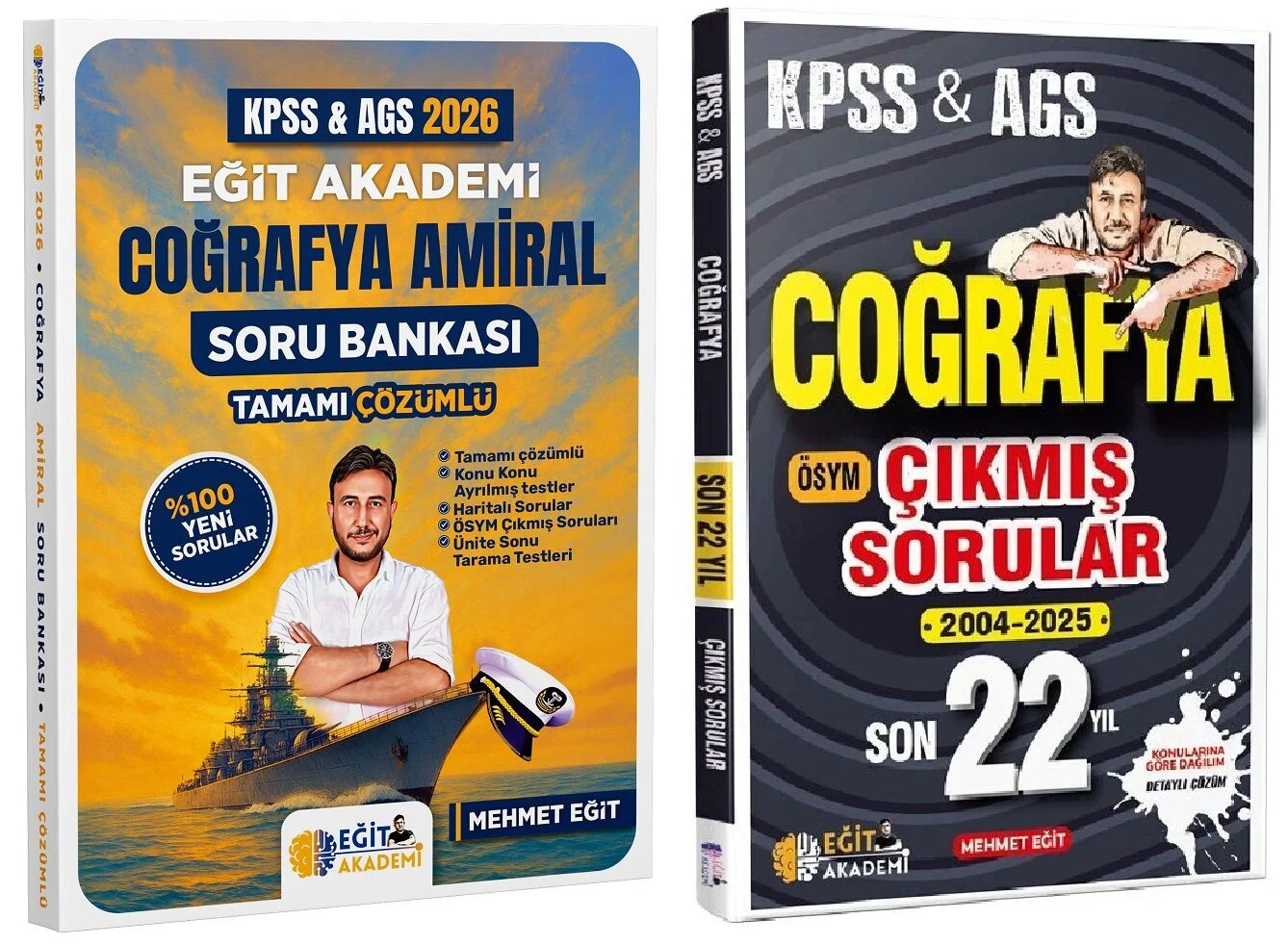 Eğit Akademi 2026 KPSS MEB-AGS Coğrafya Amiral Soru Bankası + Çıkmış Sorular Son 22 Yıl 2 li Set - Mehmet Eğit