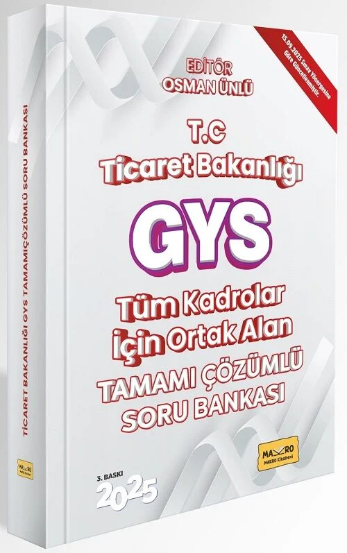 Makro Kitabevi 2025 GYS Ticaret Bakanlığı Ortak Konular Soru Bankası Çözümlü 3. Baskı Görevde Yükselme Makro Kitabevi