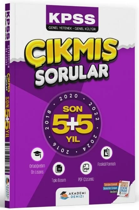 Akademi Denizi 2026 KPSS Lise Ortaöğretim Ön Lisans Çıkmış Sorular Son 5 Yıl Tıpkı Basım Fasikül Çözümlü Akademi Denizi