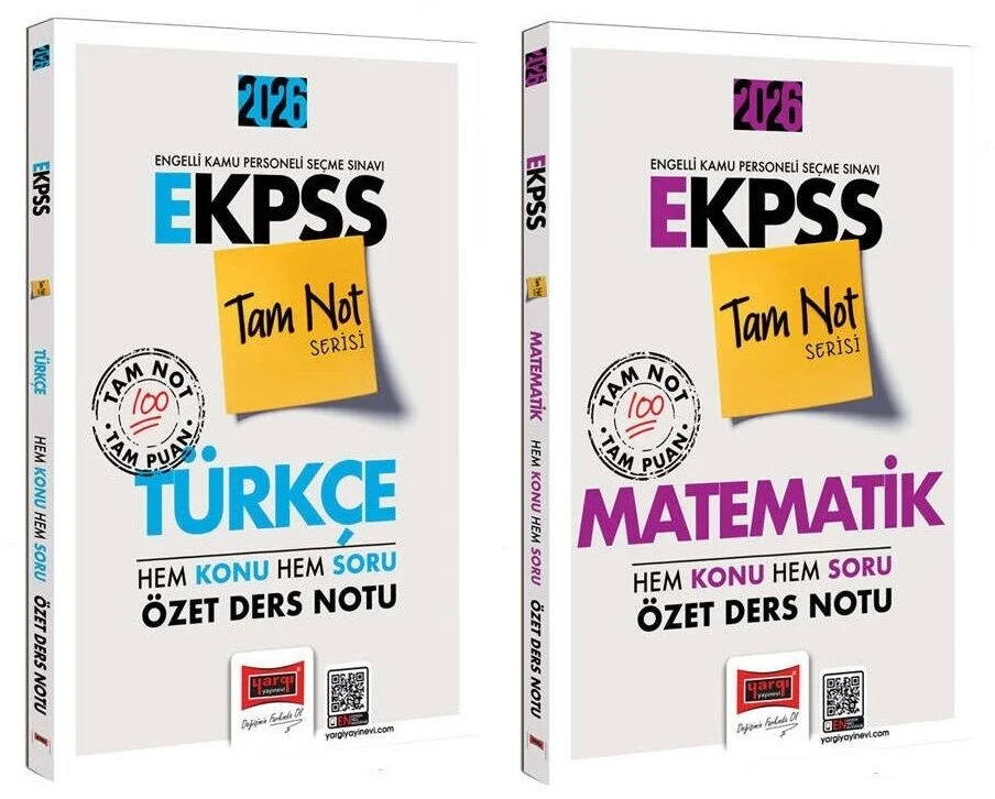 Yargı Yayınları 2026 EKPSS Türkçe + Matematik Hem Konu Hem Soru Özet Ders Notu Tam Not Serisi 2 li Set