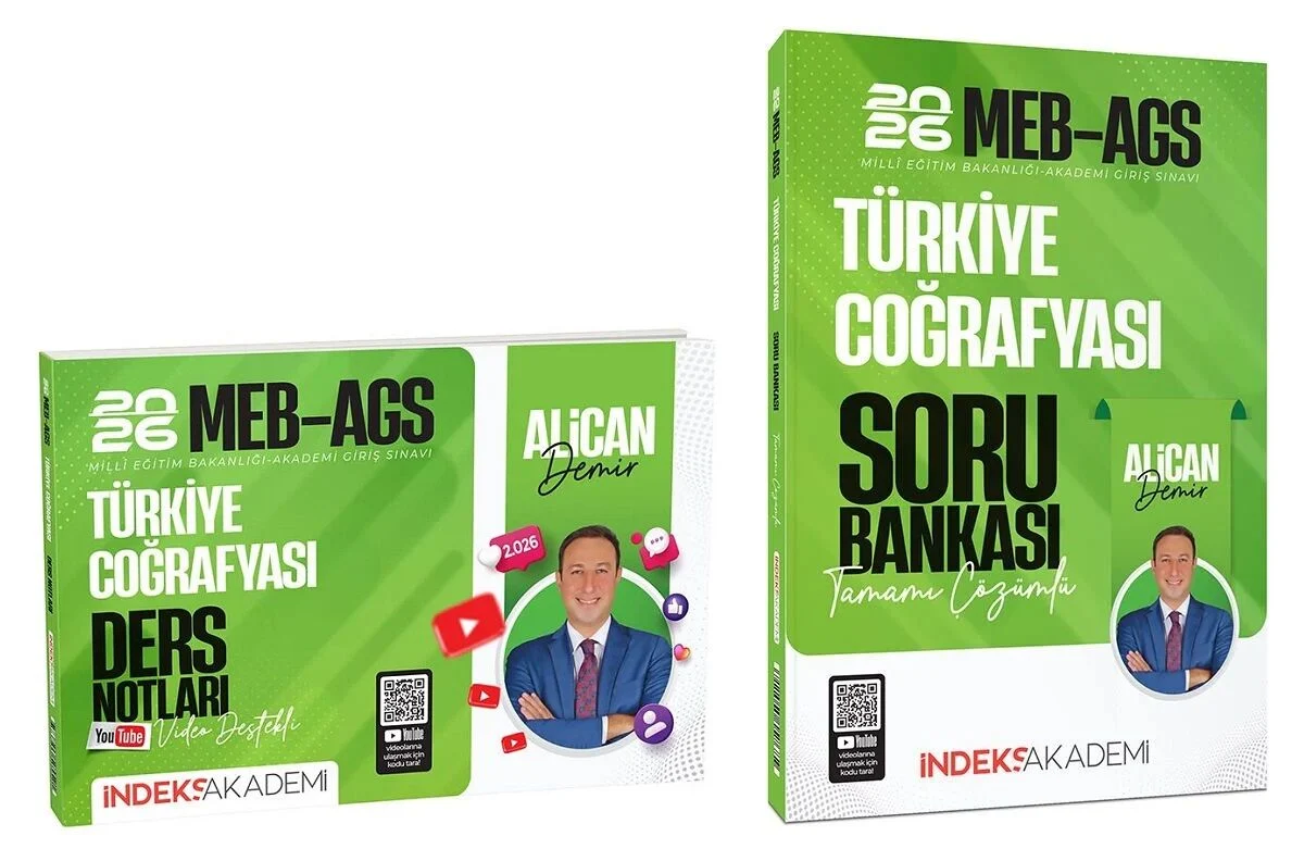 İndeks Akademi 2026 MEB-AGS Türkiye Coğrafyası Video Ders Notları + Soru Bankası 2 li Set - Alican Demir İndeks Akademi Yayıncılık