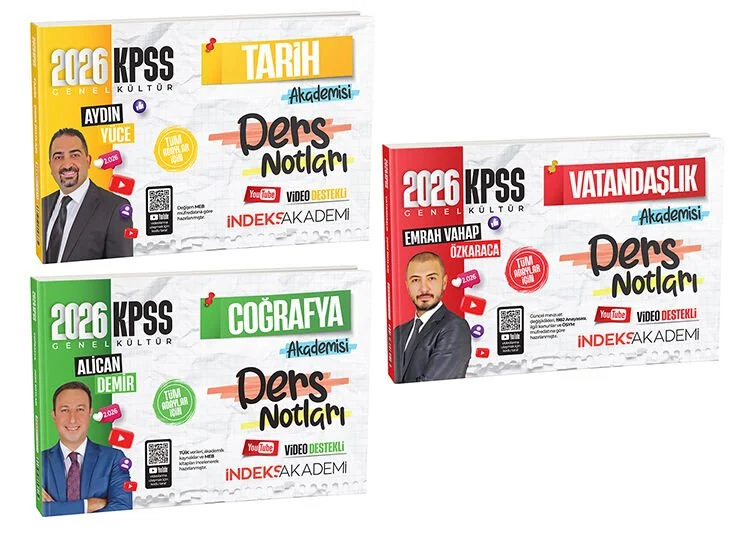 İndeks Akademi 2026 KPSS Tarih+Coğrafya+Vatandaşlık Akademisi Video Ders Notları 3 lü Set İndeks Akademi Yayıncılık