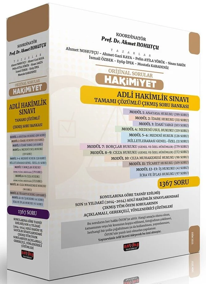 Savaş 2025 HAKİMİYET Adli Hakimlik Orijinal Çıkmış Soru Bankası Çözümlü - Ahmet Nohutçu Savaş Yayınları