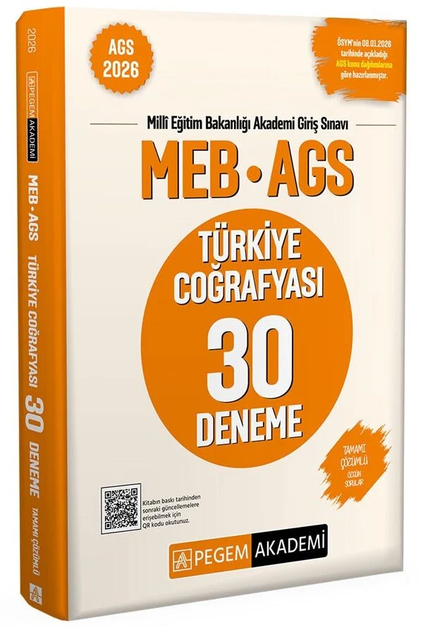 Pegem Akademi 2026 MEB AGS Türkiye Coğrafyası 30 Deneme Tamamı Çözümlü