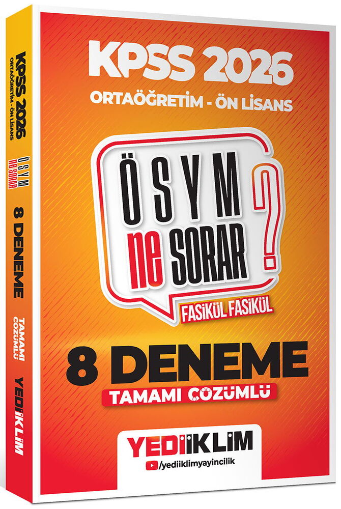 Yediiklim 2026 KPSS Genel Yetenek Genel Kültür ÖSYM Ne Sorar Fasikül 8 Deneme Çözümlü Yediiklim Yayınları