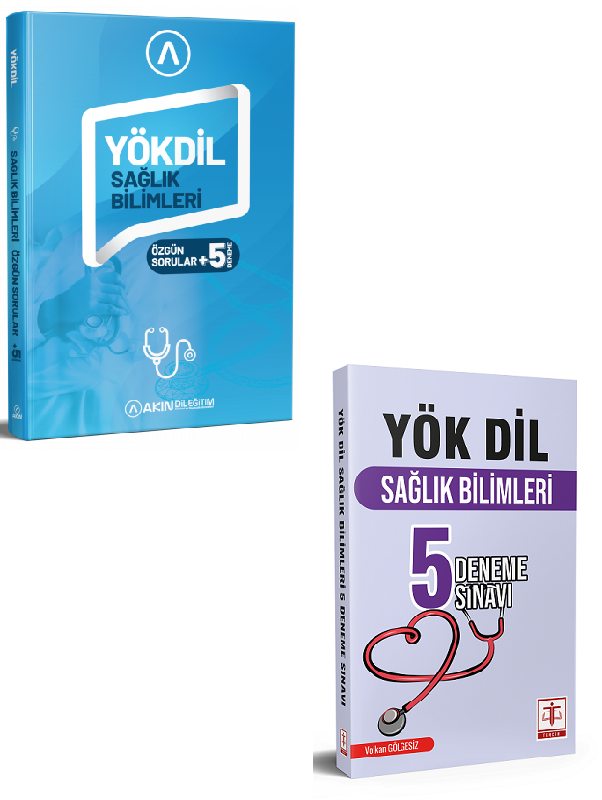 Akın Dil-YÖKDİL Sağlık Soru Bankası ve 5 Deneme-Tercih Yayınları YÖKDİL Sağlık 5 Deneme (2Kitap)