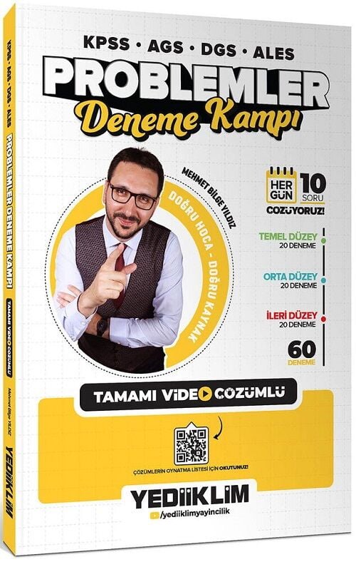 Yediiklim  Yayınları 2026 KPSS MEB-AGS ALES DGS Problemler 60 Deneme Kampı Çözümlü (Mehmet Bilge Yıldız)