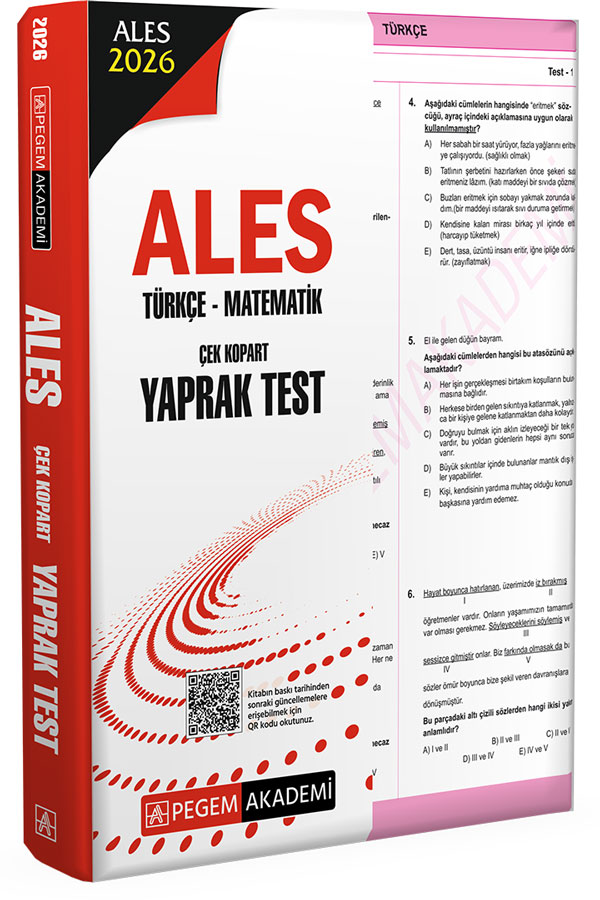 Pegem Yayınları 2026 ALES Türkçe-Matematik Çek Kopart Yaprak Test