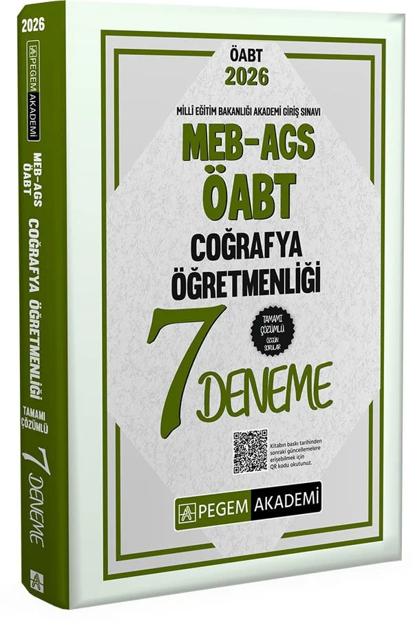 Pegem 2026 MEB AGS ÖABT Coğrafya Öğretmenliği Tamamı Çözümlü 7 Deneme Pegem Akademi Yayınları