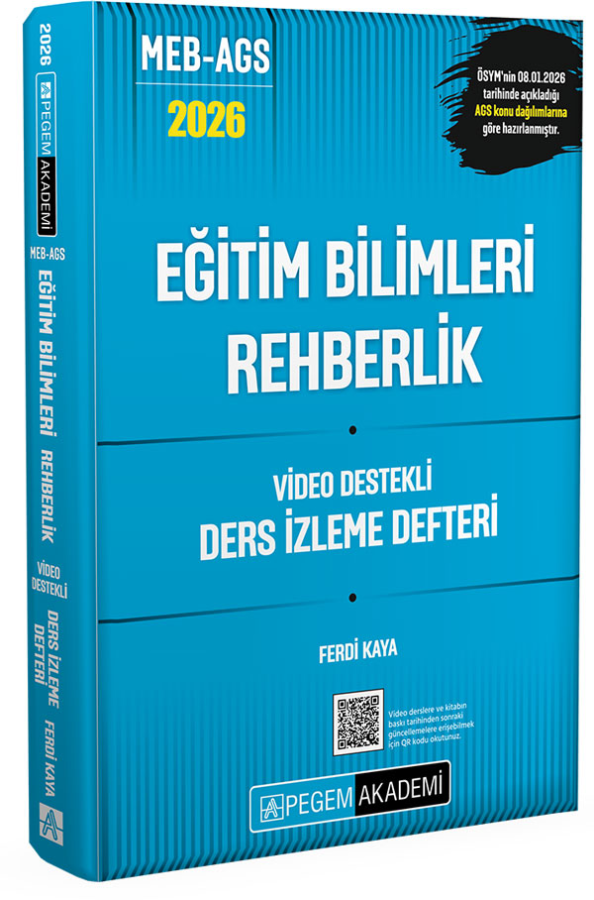 YENİ AGS - Pegem 2026 MEB-AGS Eğitim Bilimleri Rehberlik Ders İzleme Defteri Pegem Akademi Yayınları