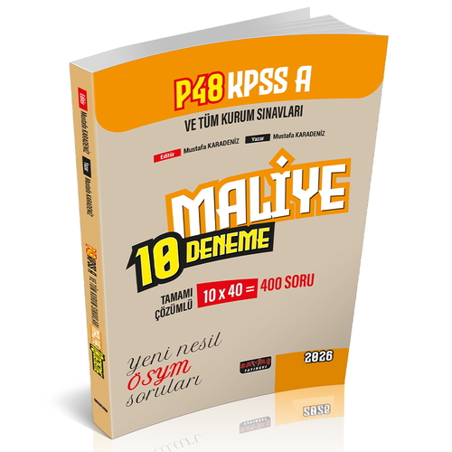 Savaş 2026 KPSS A Grubu P48 Maliye 10 Deneme Çözümlü - Mustafa Karadeniz Savaş Yayınları
