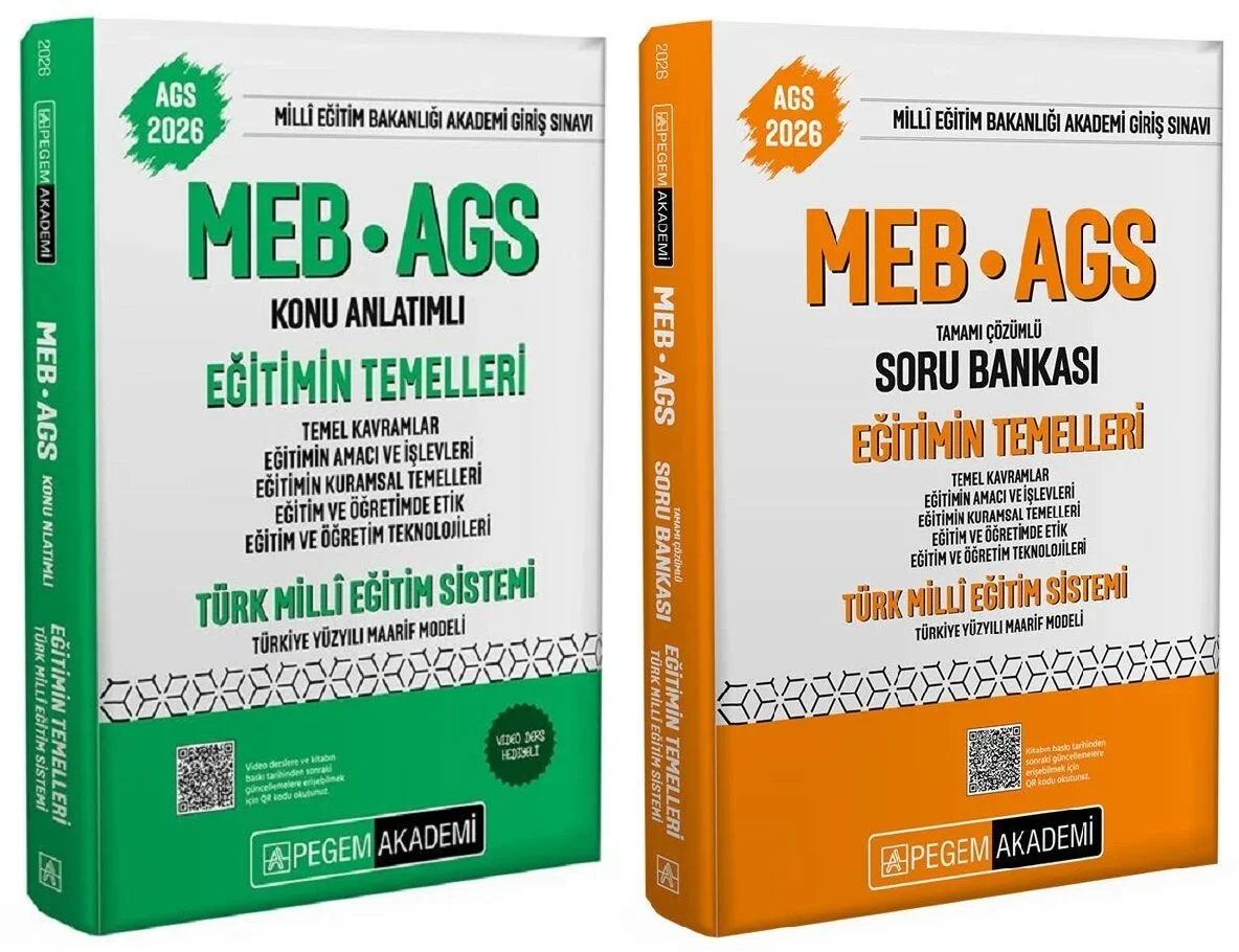Pegem 2026 MEB-AGS Eğitimin Temelleri ve Türk Milli Eğitim Sistemi Konu Anlatımlı + Soru Bankası 2 li Set Pegem Akademi Yayınları