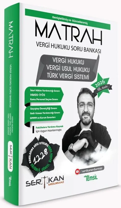 Temsil 2026 MATRAH Vergi Hukuku Soru Bankası Çözümlü 16. Baskı - Sertkan Erdurmaz Temsil Yayınları