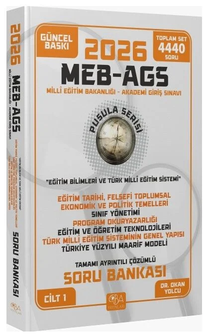 CBA Yayınları 2026 MEB-AGS Sayısal Yetenek 30 Deneme Çözümlü Pusula Serisi - Abdullah Kaya CBA Yayınları
