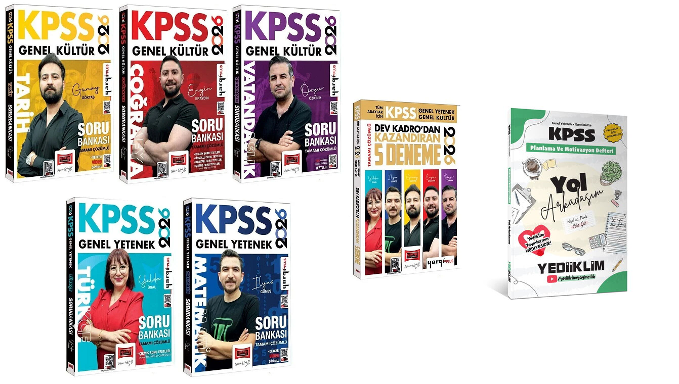 Yargı 2026 KPSS Genel Yetenek Genel Kültür Soru Bankası + 5 Deneme 6 lı Set Yargı Yayınları+Yol Arkadaşım Hediyeli)