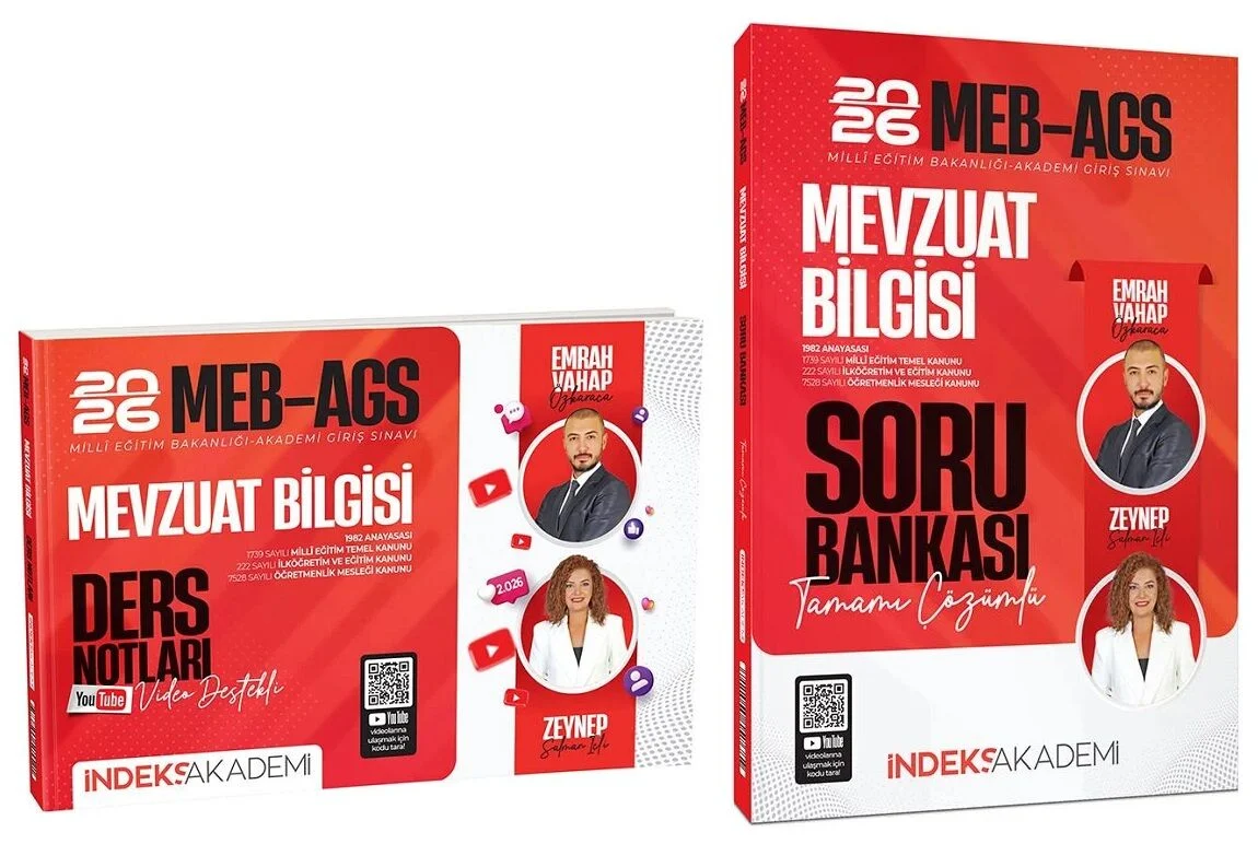 İndeks Akademi 2026 MEB-AGS Akademisi Mevzuat Bilgisi Ders Notları + Soru Bankası 2 li Set - Zeynep Salman İçli, Emrah Vahap Özkaraca İndeks Akademi Yayıncılık