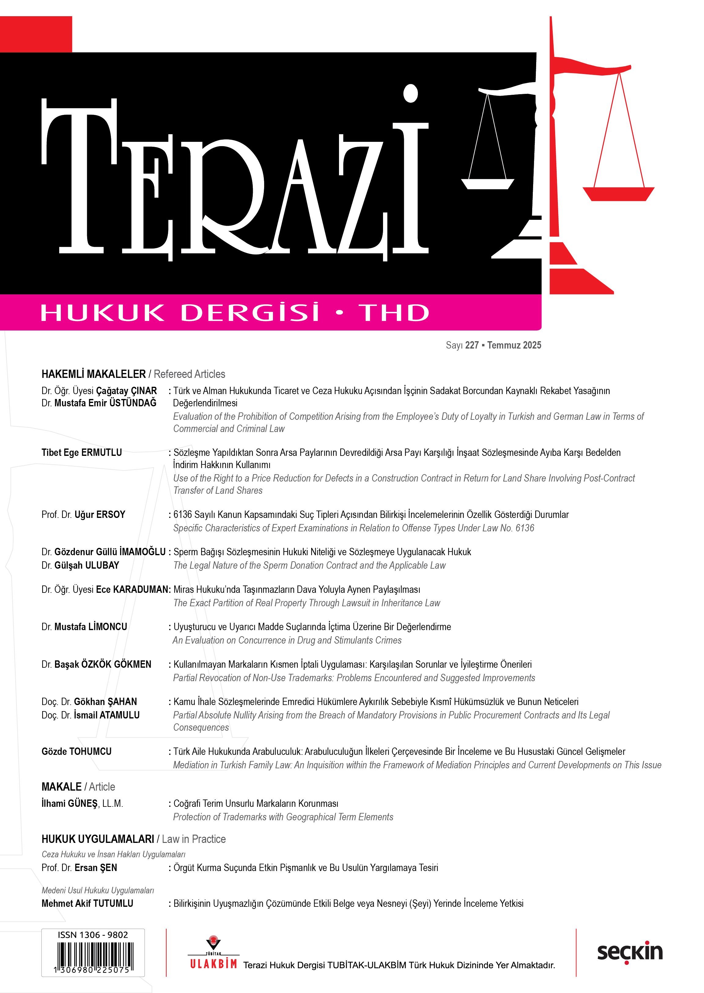Seçkin Yayıncılık Terazi Hukuk Dergisi Sayı:227 Temmuz 2025