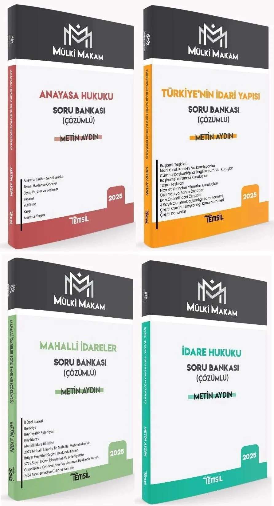 Temsil 2025 MÜLKİ MAKAM Kaymakamlık Hukuk Soru Bankası 4 lü Set - Metin Aydın Temsil Kitap Yayınları