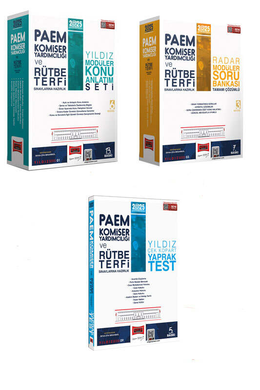 Yargı Yayınları 2025 PAEM Komiser Yardımcılığı ve Rütbe Terfi Sınavlarına Hazırlık Konu - Soru - Yaprak Test Seti (3 Kitap)
