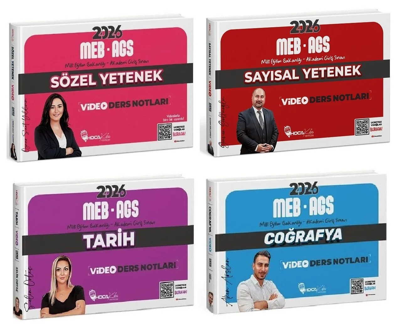 Hoca Kafası 2026 MEB-AGS Sözel + Sayısal Yetenek + Tarih + Coğrafya Video Ders Notları 4 lü Set Hoca Kafası Yayınları