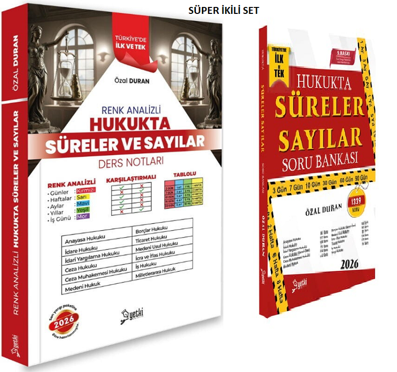 Yetki Yayınları 2026 Hukukta Renk Analizli Süreler Sayılar Ders Notları+Hukukta Süreler Sayılar Soru Bankası (2'li Set)