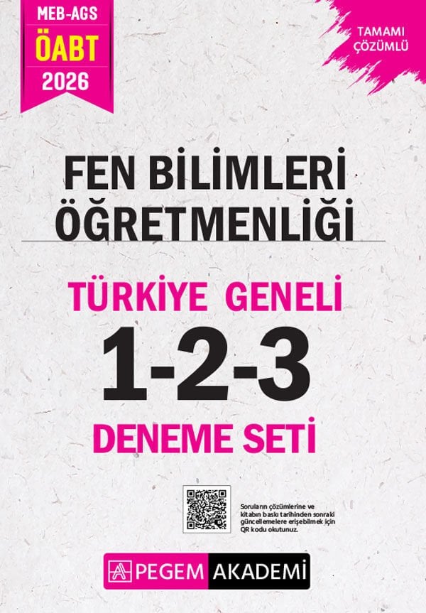 Pegem 2026 ÖABT MEB-AGS Fen Bilimleri Öğretmenliği Türkiye Geneli 3 Deneme Çözümlü (1-2-3) Pegem Akademi Yayınları