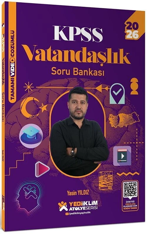 Yediiklim Yayınları 2026 KPSS Vatandaşlık Atölye Soru Bankası Çözümlü - Yasin Yıldız